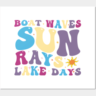 Boat Waves Sun Rays Lake Days, Summer, Retro Summer, Hello Summer, Beach Posters and Art